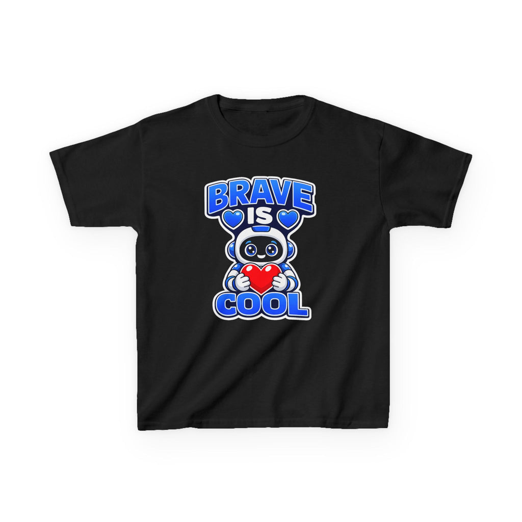 Kids Robot T-Shirt — 'Brave Is Cool' Heart Graphic Tee