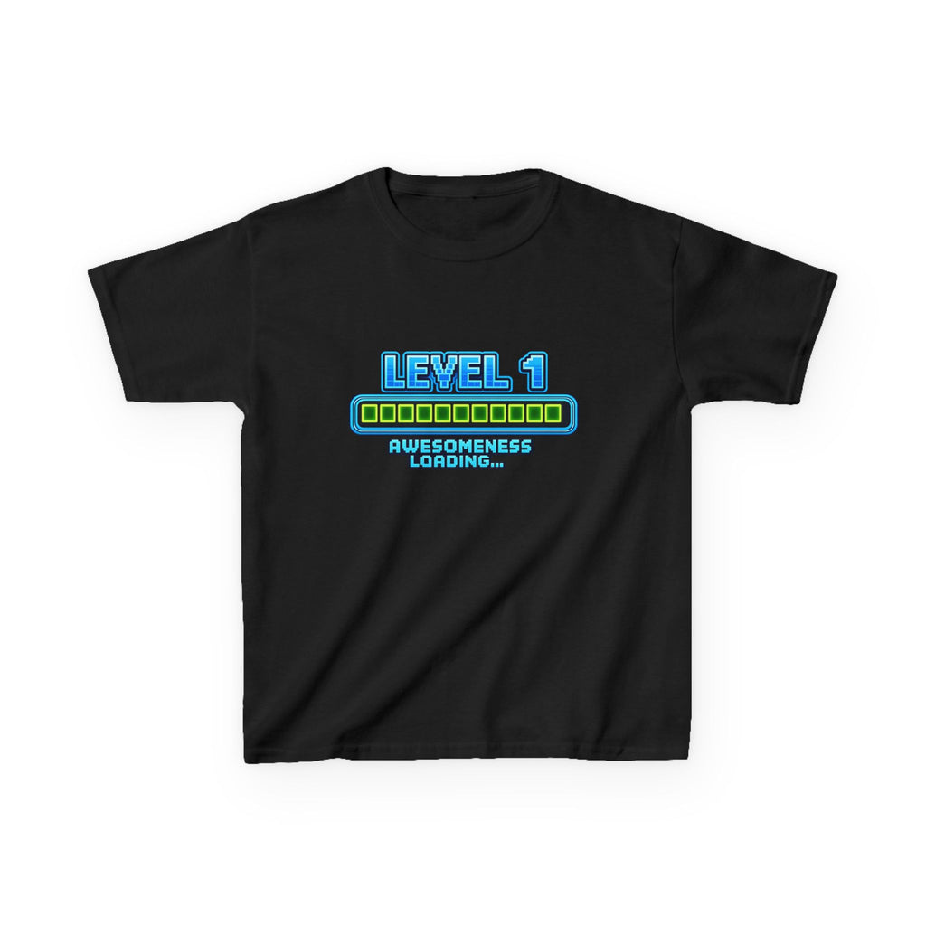 Kids Gaming T-Shirt — 'Level 1 Awesomeness Loading' Gamer Birthday Graphic Tee