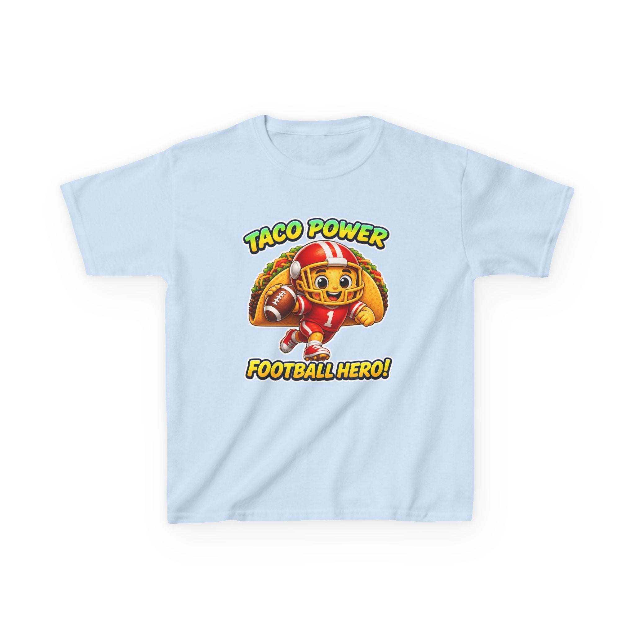 Kids Football T-Shirt — 'Taco Power' Football Hero Graphic Tee