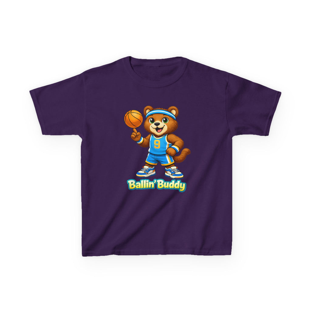Kidxtr™ Kids Basketball T-Shirt — 'Ballin' Buddy' Cute Bear Basketball Graphic Tee