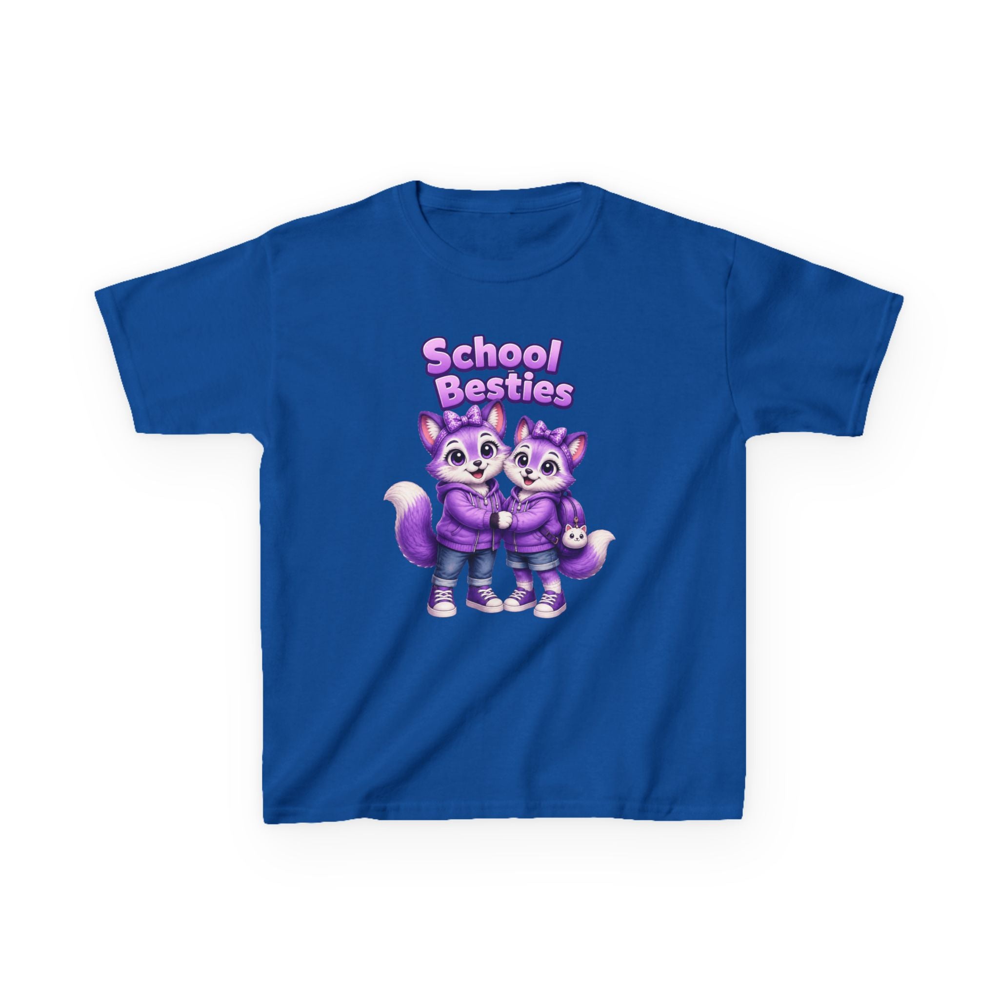 Kids Fox T-Shirt — 'School Besties' Purple Foxes Graphic Tee
