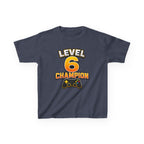 Kids Birthday Gaming T-Shirt — 'Level 6 Champion' Game Controller Graphic Tee