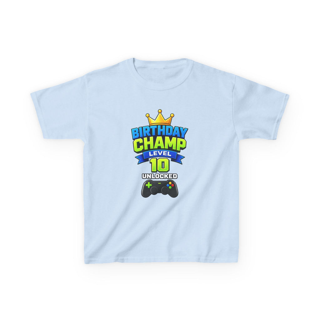 Kids Birthday T-Shirt — 'Birthday Champ' Level 10 Unlocked Gamer Graphic Tee