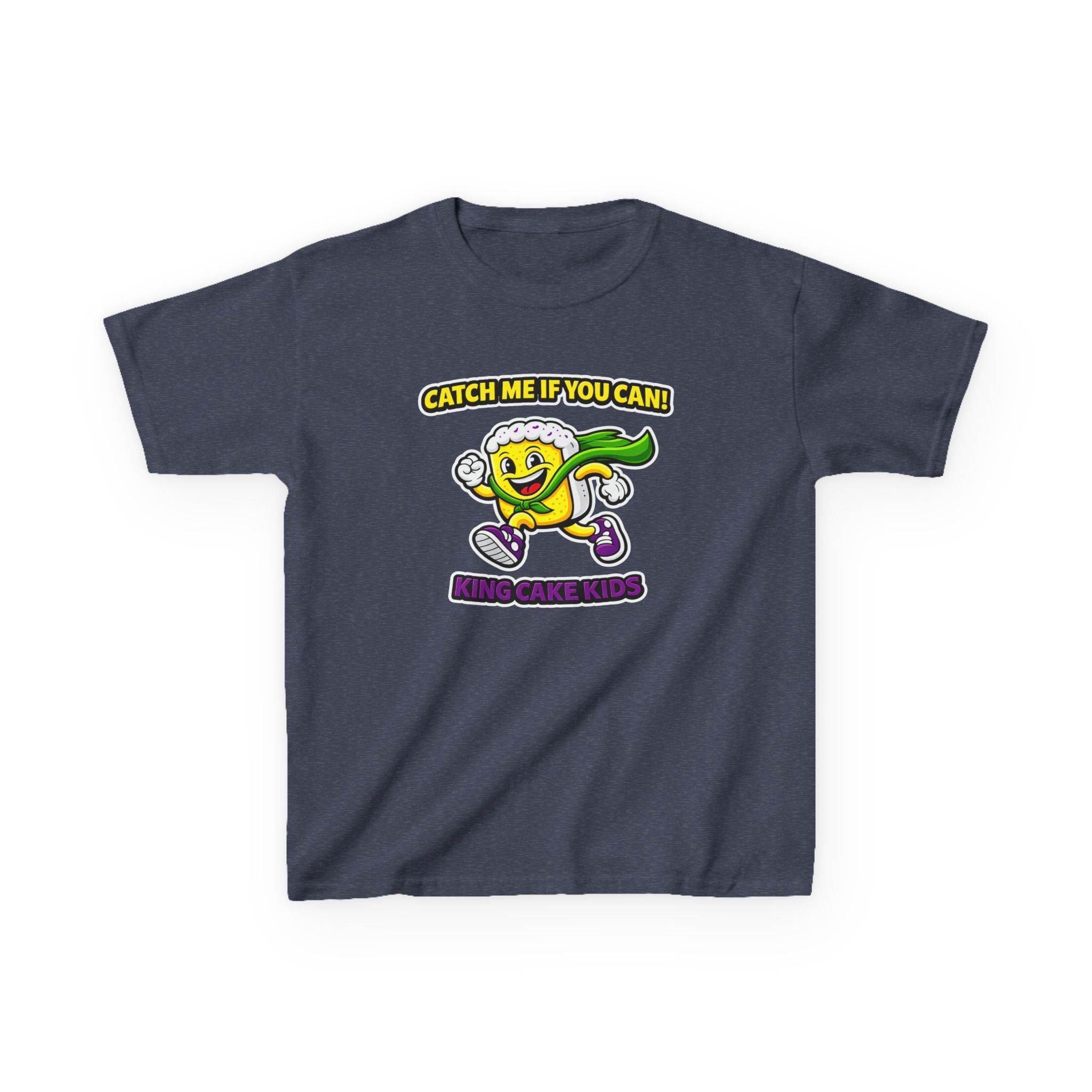Kids King Cake T-Shirt — 'Catch Me If You Can' Mardi Gras Graphic Tee