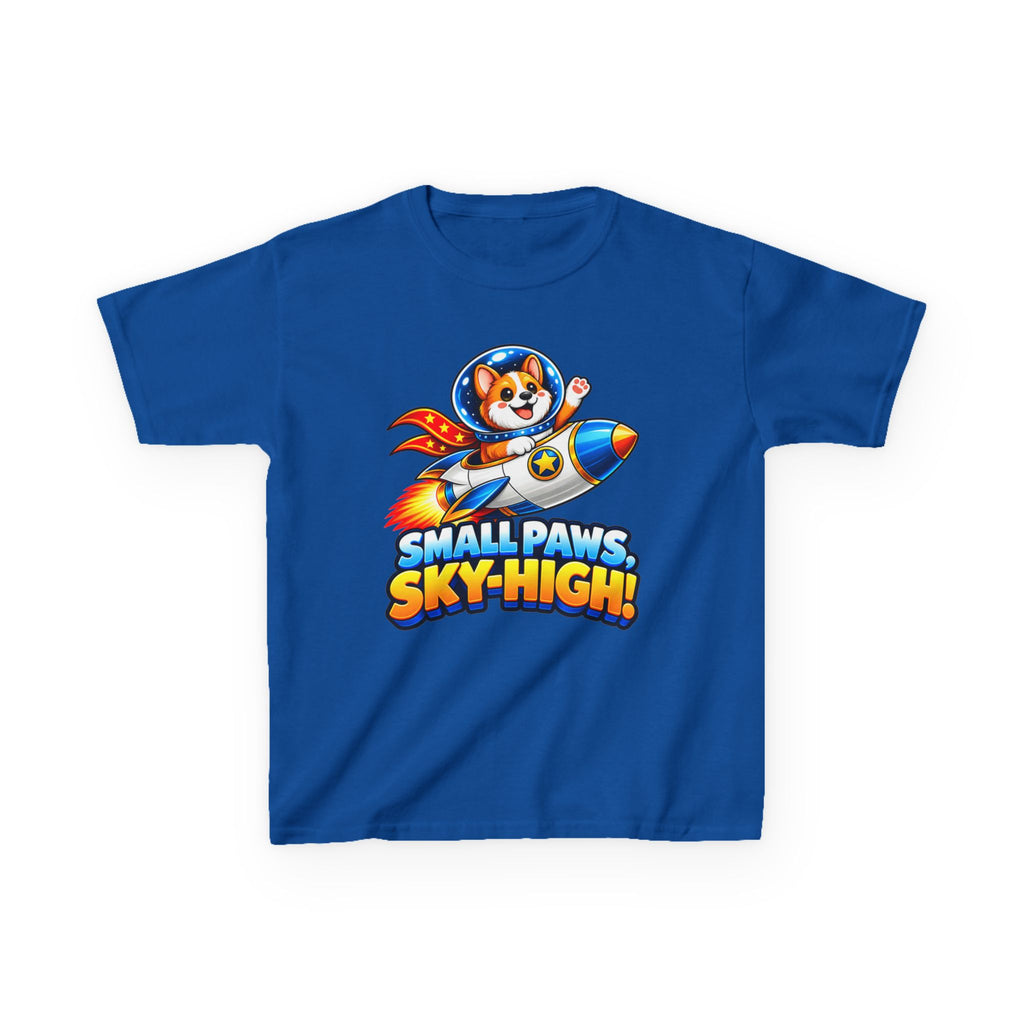 Kidxtr™ Kids Space T-Shirt — 'Small Paws, Sky High' Rocket Dog Graphic Tee