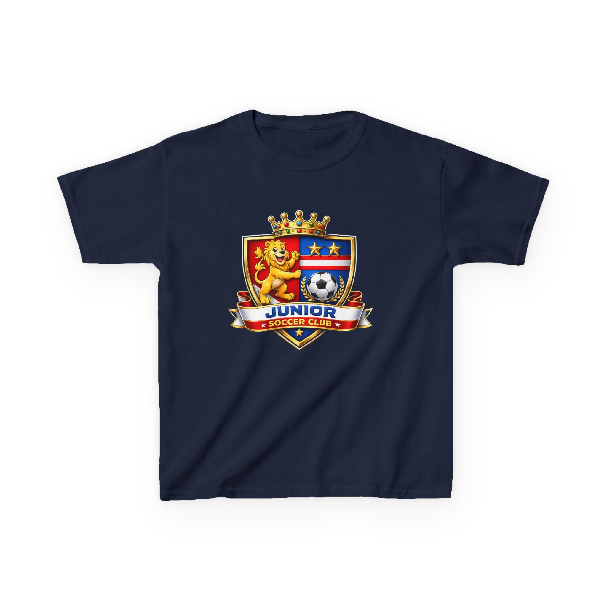 Kids Soccer T-Shirt — 'Junior Soccer Club' Crest Graphic Tee