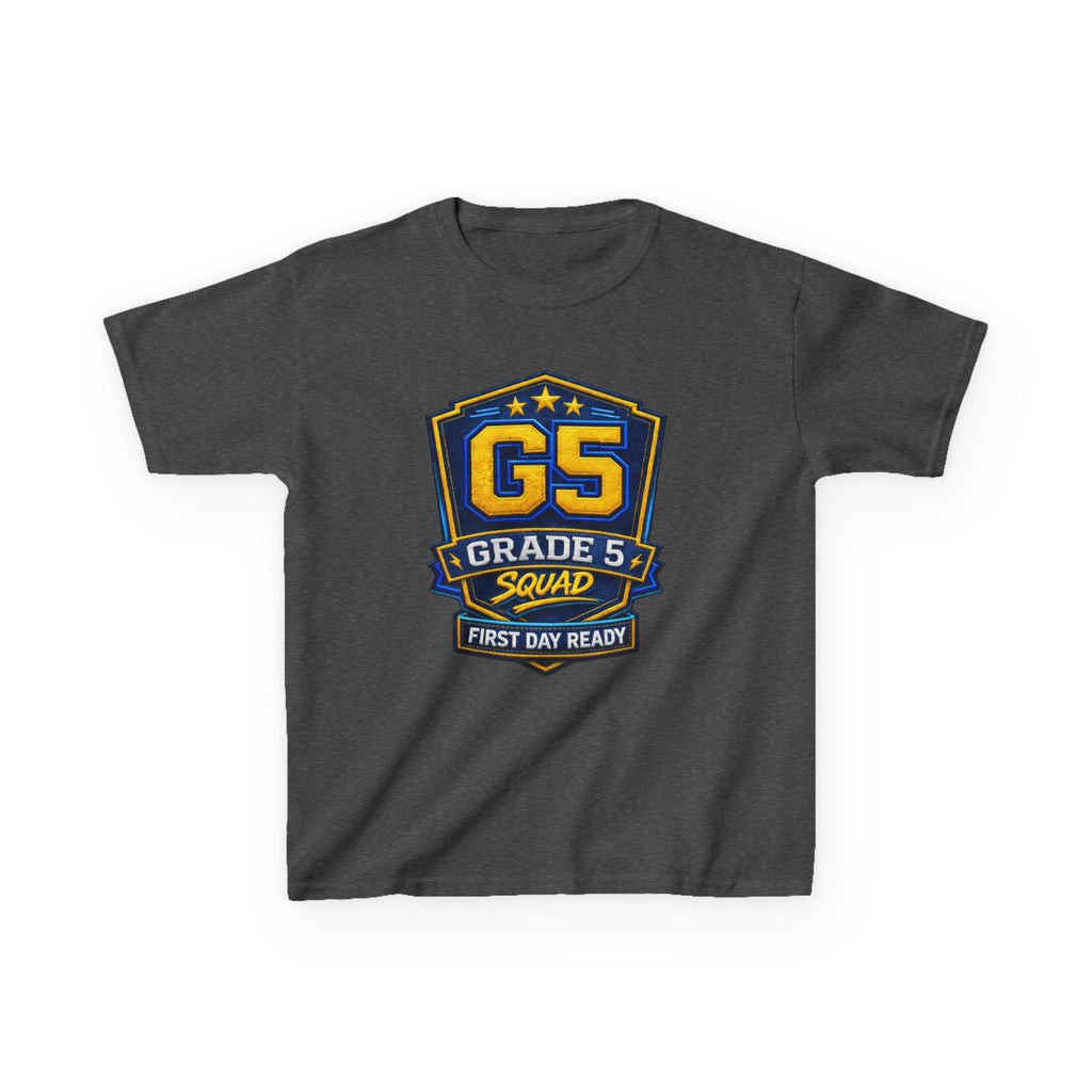 Grade 5 Squad Kids T‑Shirt — "G5 Grade 5 Squad: First Day Ready" Back‑to‑School Tee