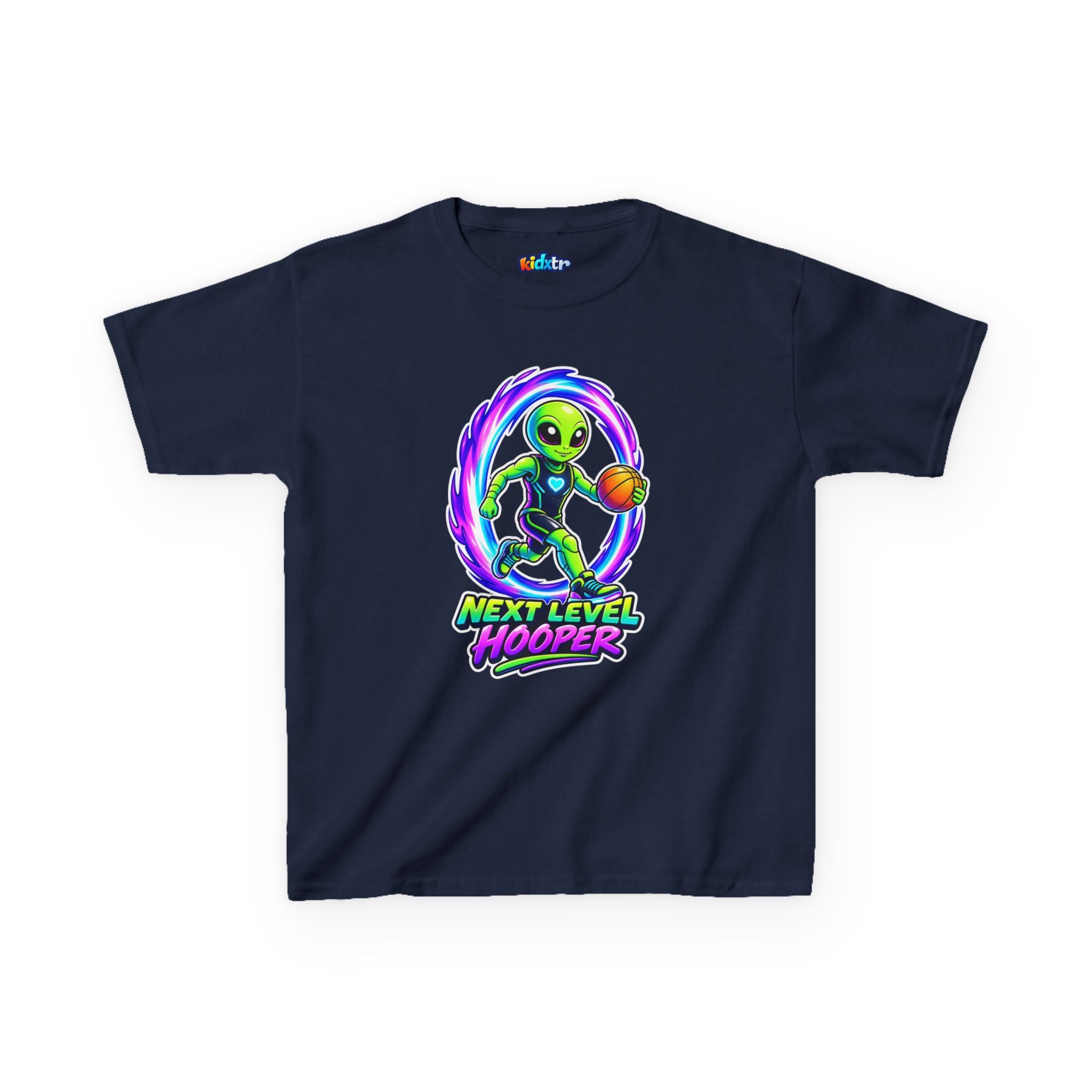 Kidxtr™ Kids Basketball T-Shirt — 'Next Level Hooper' Alien Basketball Graphic Tee