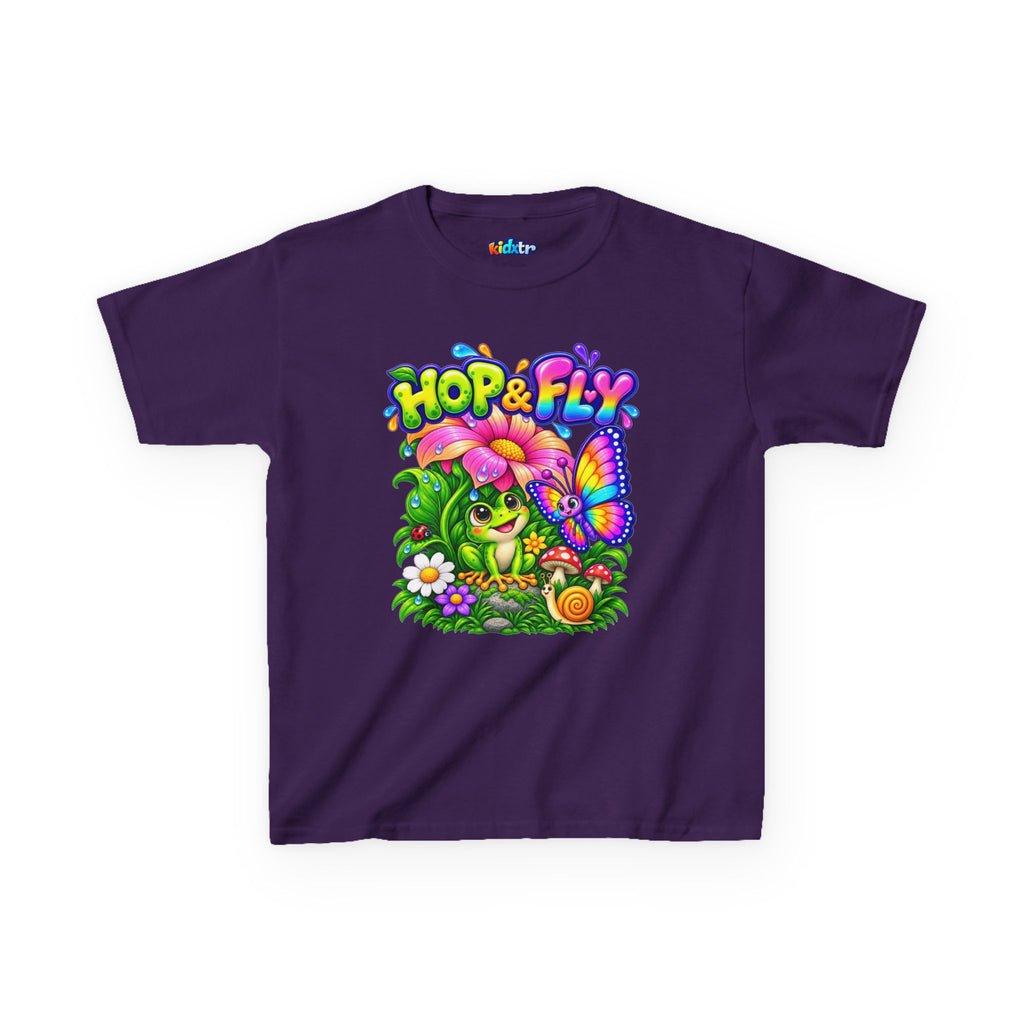 Kidxtr™ Kids Frog T-Shirt — 'Hop & Fly' Frog & Butterfly Graphic Tee