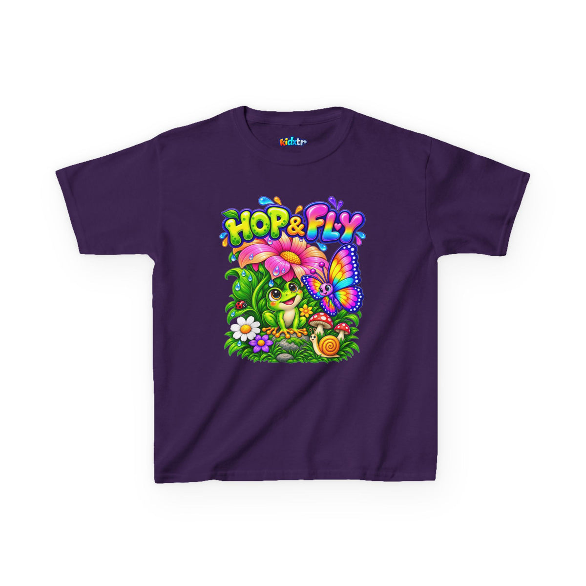 Kidxtr™ Kids Frog T-Shirt — 'Hop & Fly' Frog & Butterfly Graphic Tee