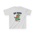 Kids Kindness T-Shirt — 'Be Kind' Skateboarding Dinosaur Graphic Tee