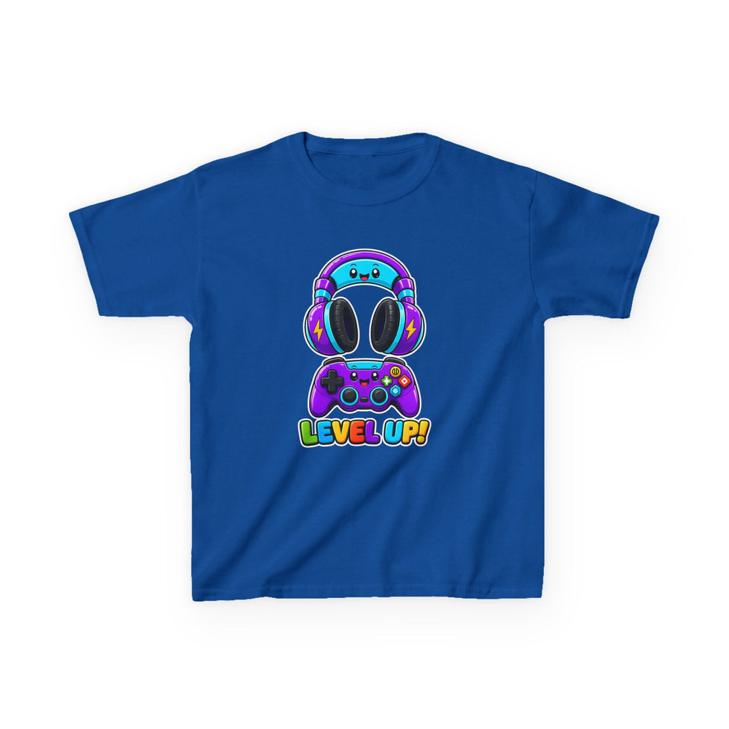 Kids Gaming T-Shirt — 'Level Up!' Colorful Controller & Headset Graphic Tee