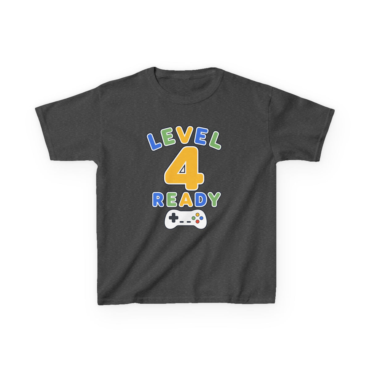 Kids Birthday Gaming T-Shirt — 'Level 4 Ready' Video Game Controller Graphic Tee