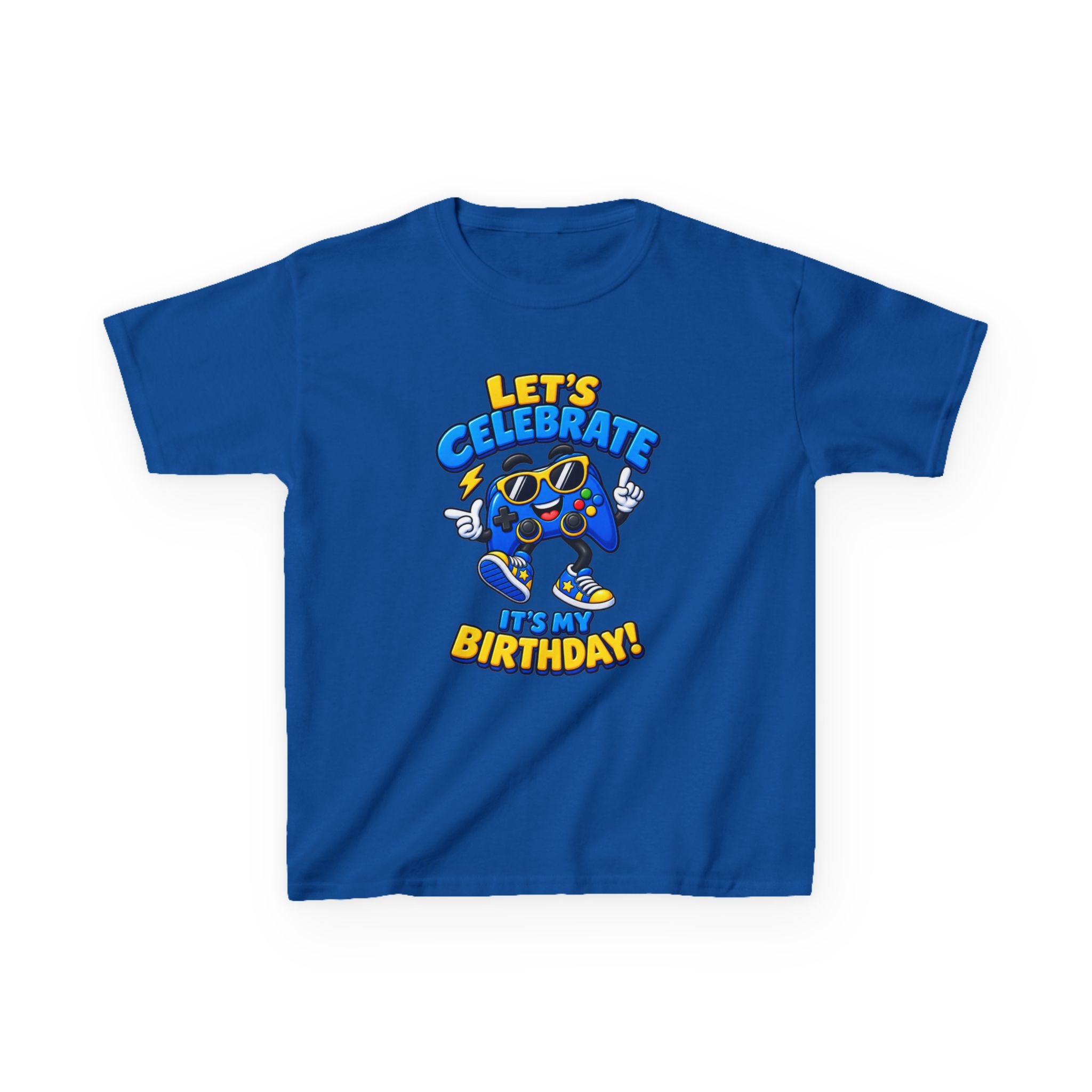 Kids Birthday T-Shirt — 'Let's Celebrate It's My Birthday!' Cartoon Party Graphic Tee