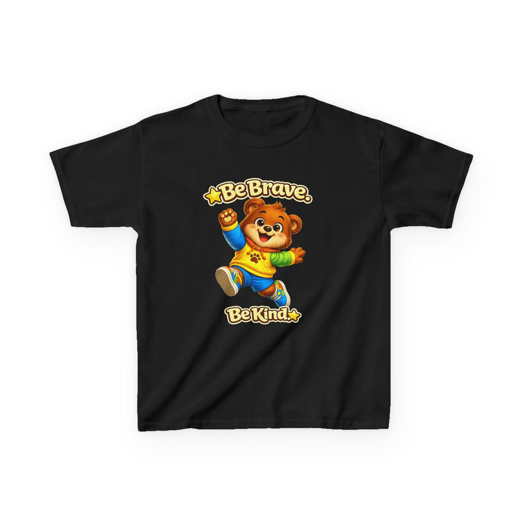Kids Bear T-Shirt — 'Be Brave, Be Kind' Cute Bear Motivational Graphic Tee