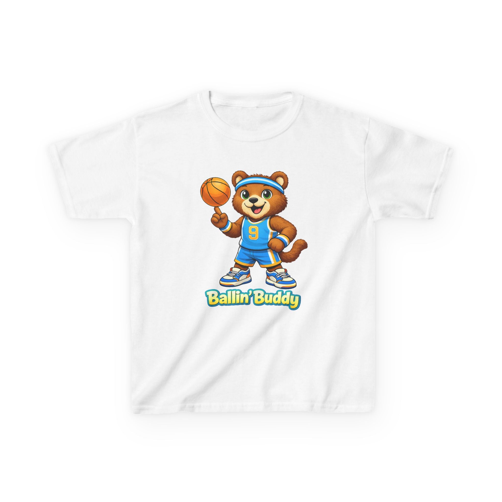 Kidxtr™ Kids Basketball T-Shirt — 'Ballin' Buddy' Cute Bear Basketball Graphic Tee