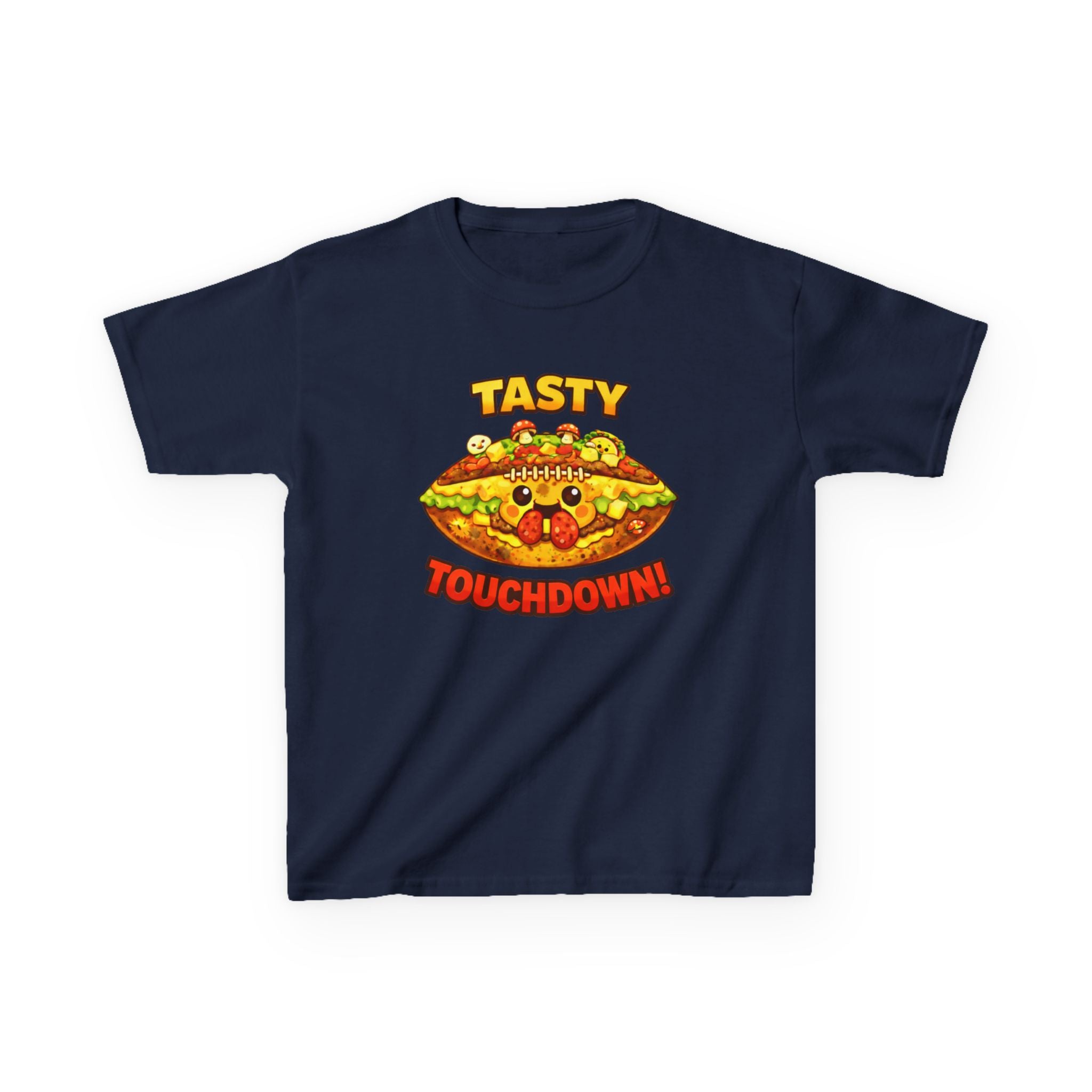 Kidxtr™ Kids Football T-Shirt — 'Football & Pizza' Cartoon Food Sports Graphic Tee