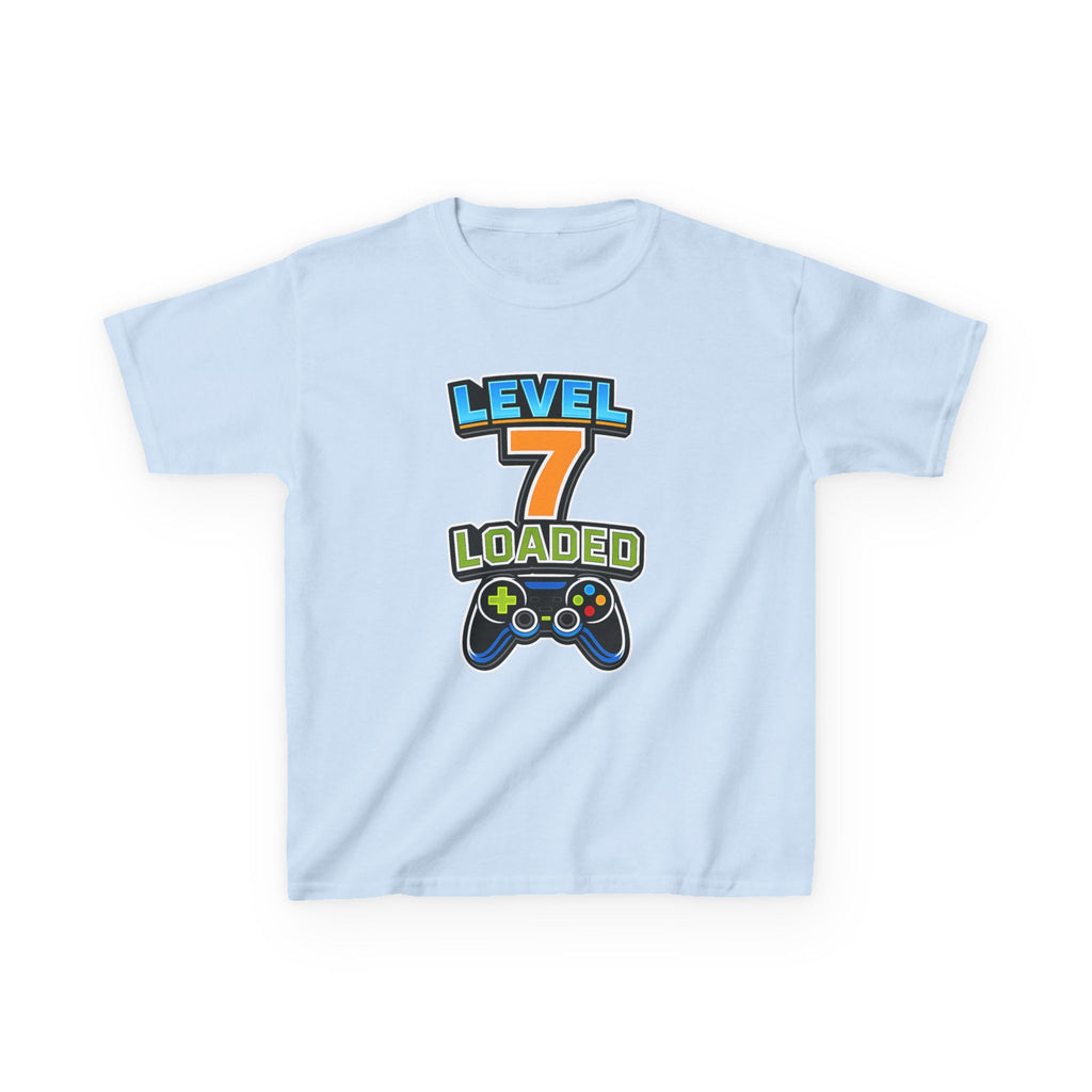 Kids Birthday T-Shirt — 'Level 7 Loaded' Birthday Gamer Graphic Tee