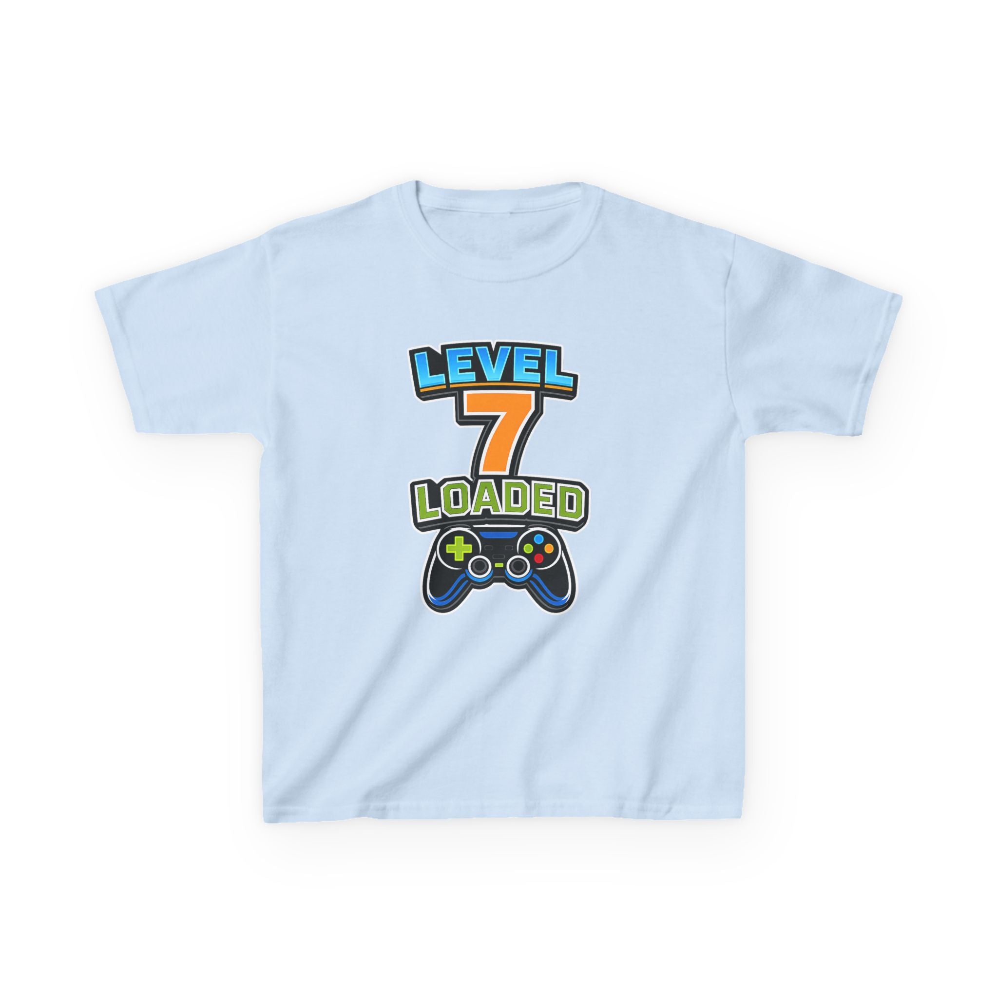Kids Birthday T-Shirt — 'Level 7 Loaded' Birthday Gamer Graphic Tee