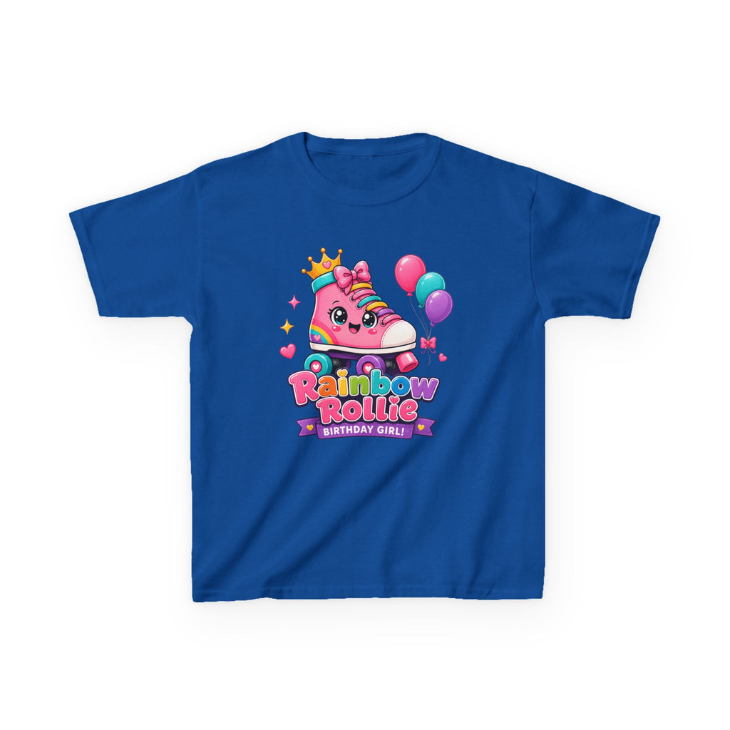 Kids Birthday T-Shirt — 'Rainbow Rollie Birthday Girl' Cute Princess Cake Graphic Tee