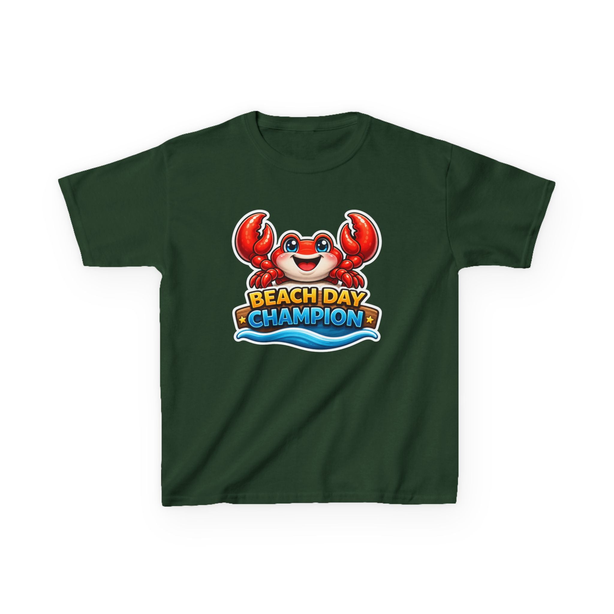 Kids Crab T-Shirt — 'Beach Day Champion' Crab Graphic Tee