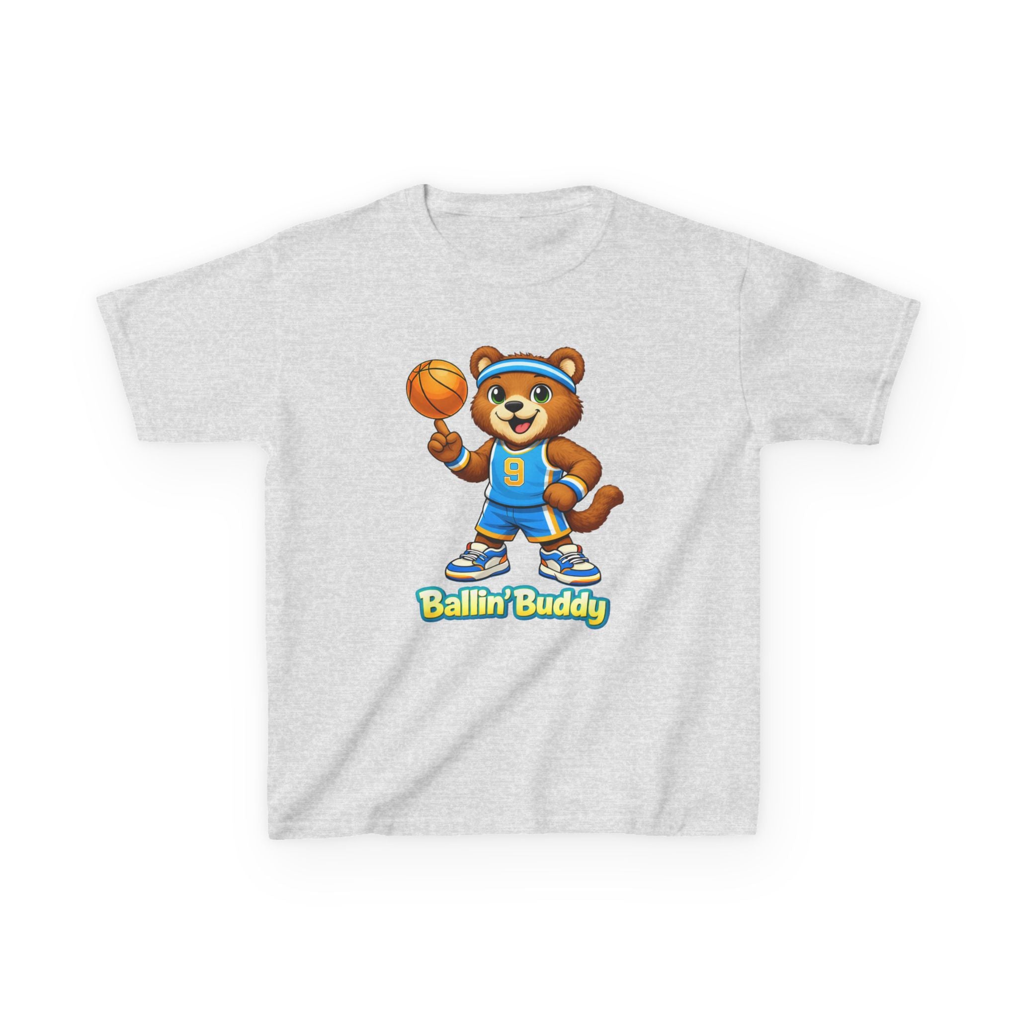 Kidxtr™ Kids Basketball T-Shirt — 'Ballin' Buddy' Cute Bear Basketball Graphic Tee