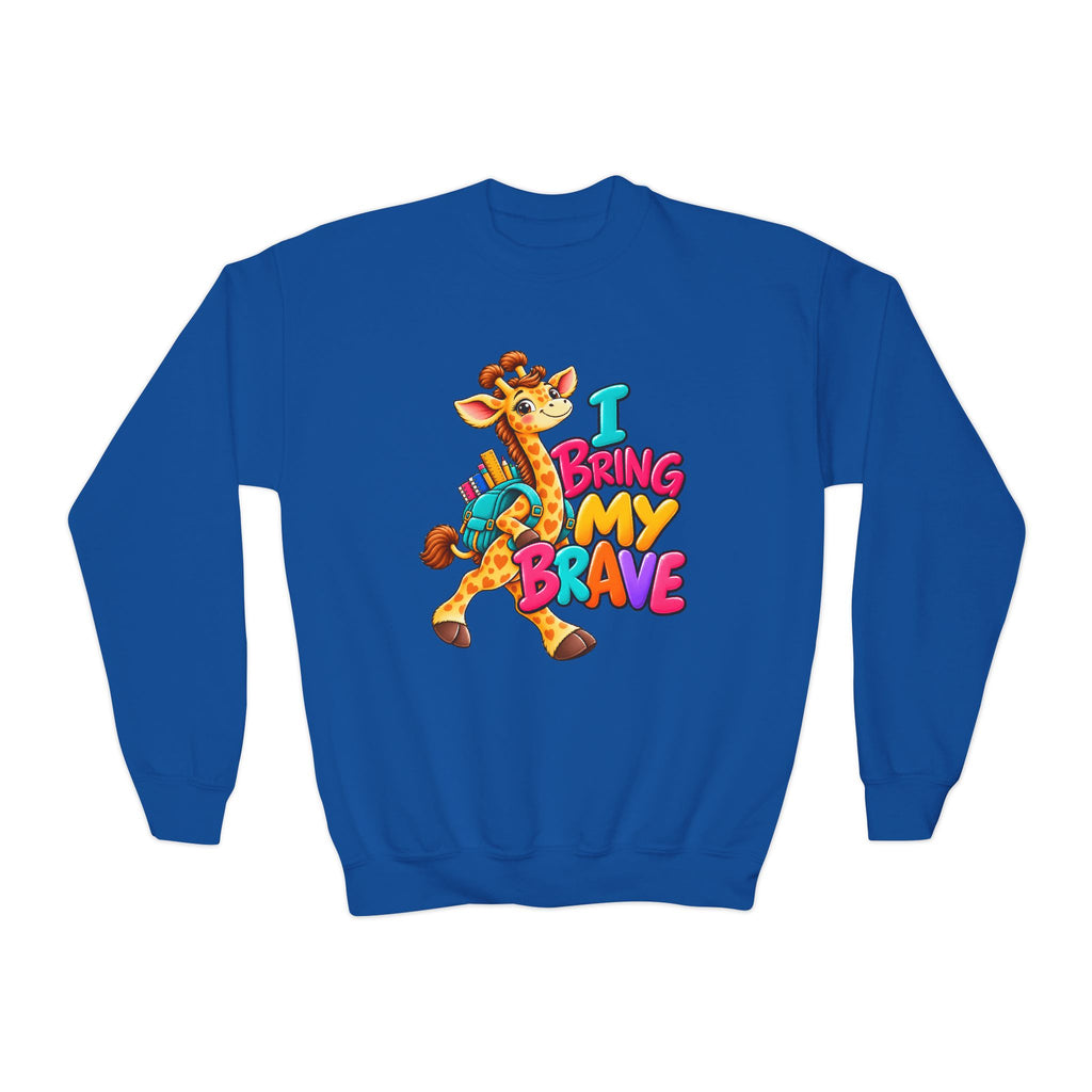 Kidxtr™ Kids Giraffe Sweatshirt — 'I Bring My Brave' Graphic Crewneck