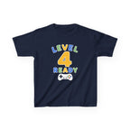 Kids Birthday Gaming T-Shirt — 'Level 4 Ready' Video Game Controller Graphic Tee