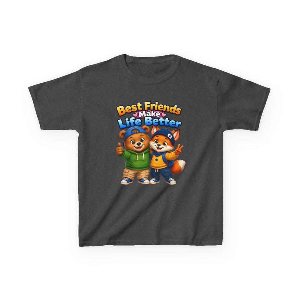 Kids Friendship T-Shirt — 'Best Friends Make Life Better' Cute Bear & Fox Graphic Tee