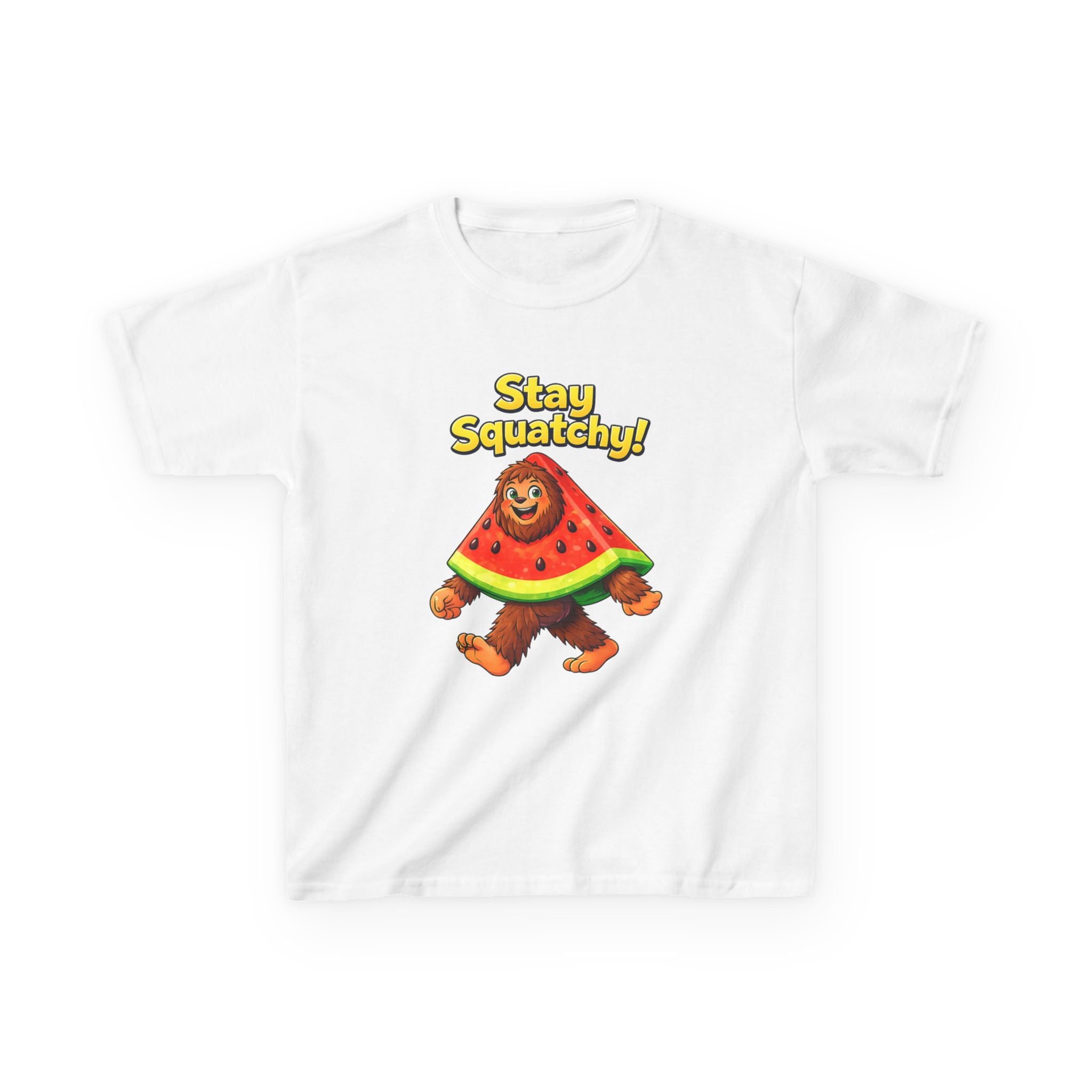 Kids Sasquatch T-Shirt — 'Stay Squatchy!' Watermelon Graphic Tee