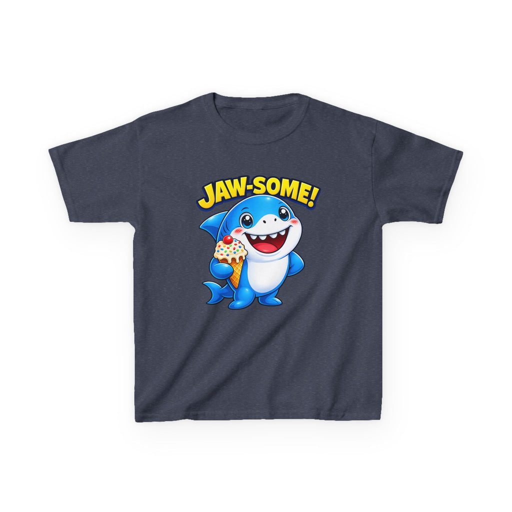 Kids Shark T-Shirt — 'Jaw-some!' Smiling Shark with Ice Cream Graphic Tee