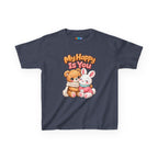 Kidxtr™ Kids Bear & Bunny T-Shirt — 'My Happy Is You' Cute Animal Graphic Tee