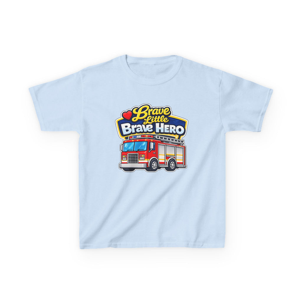 Kids Tee — "Brave Little Brave Hero" Firetruck T-Shirt Graphic