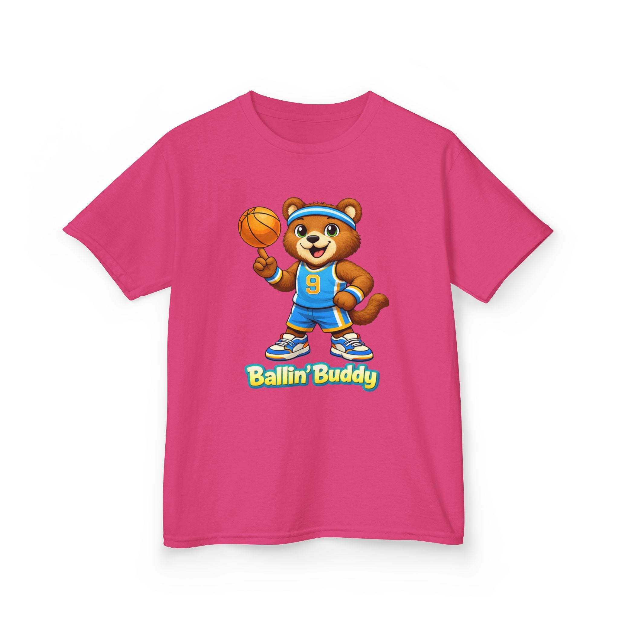 Kidxtr™ Kids Basketball T-Shirt — 'Ballin' Buddy' Cute Bear Basketball Graphic Tee