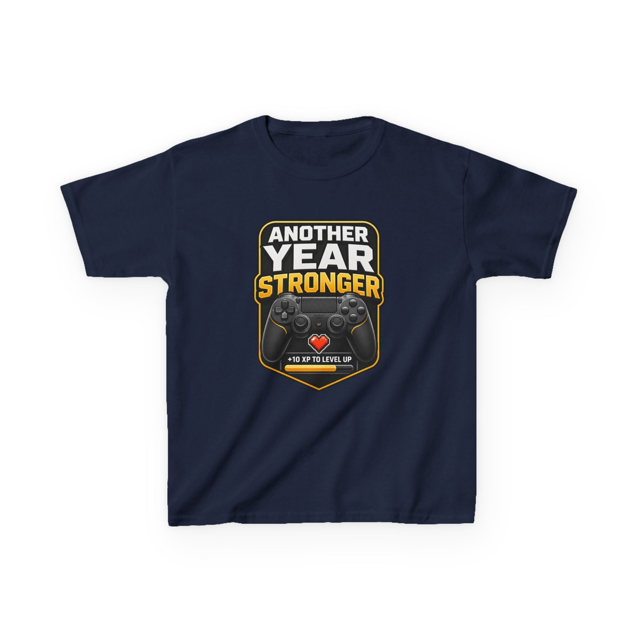 Kids Birthday T-Shirt — 'Another Year Stronger' +10 XP Level Up Graphic Tee
