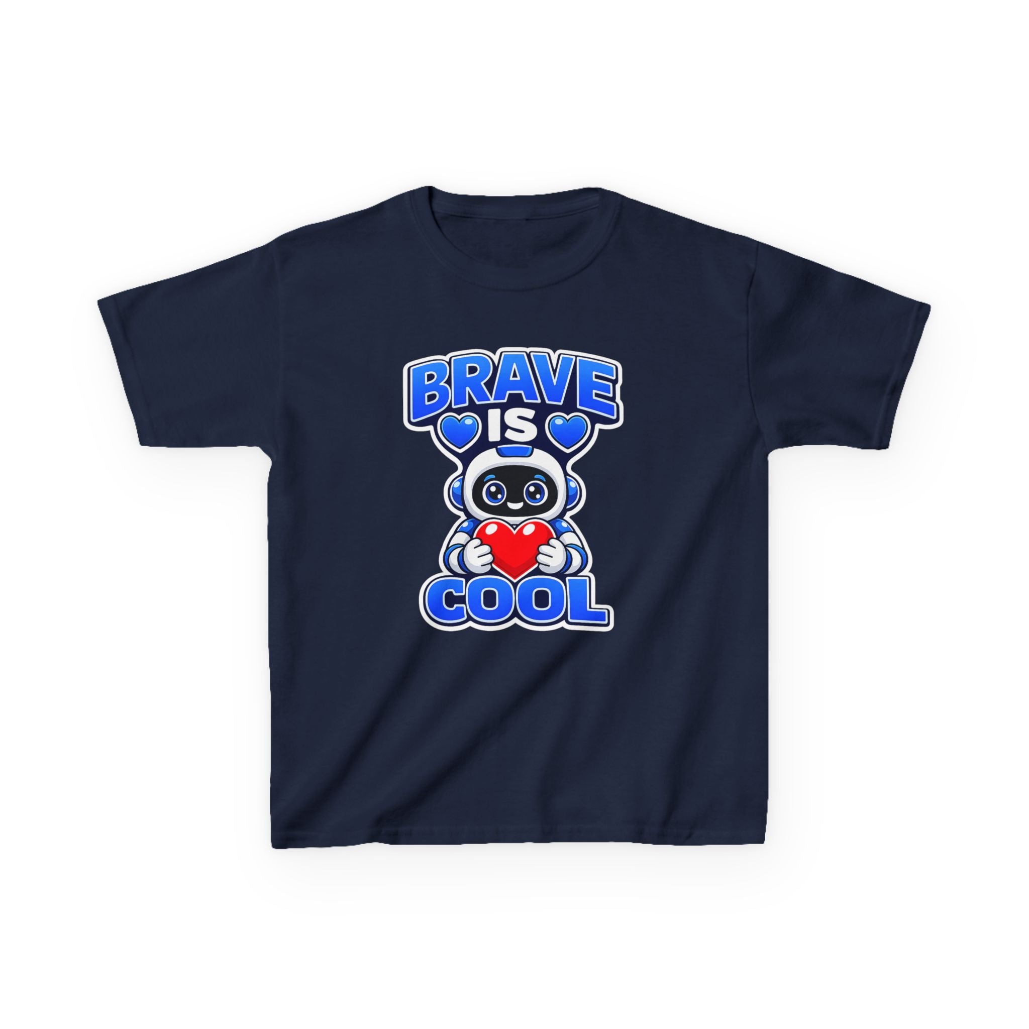 Kids Robot T-Shirt — 'Brave Is Cool' Heart Graphic Tee