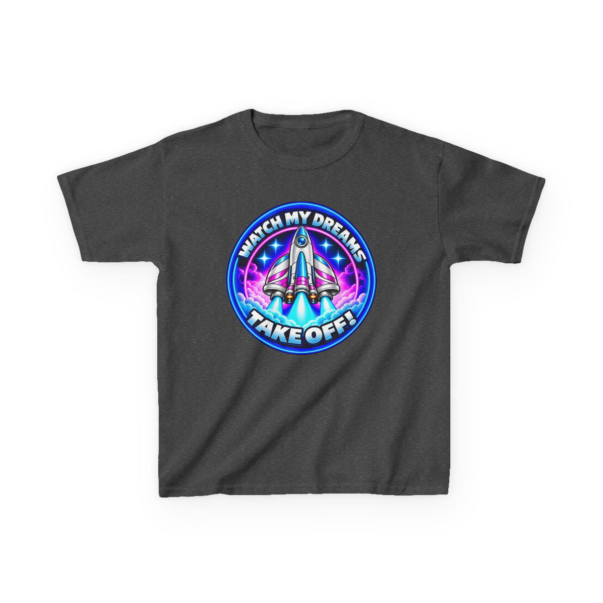 Kidxtr™ Kids Space T-Shirt — 'Watch My Dreams Take Off' Rocket Graphic Tee