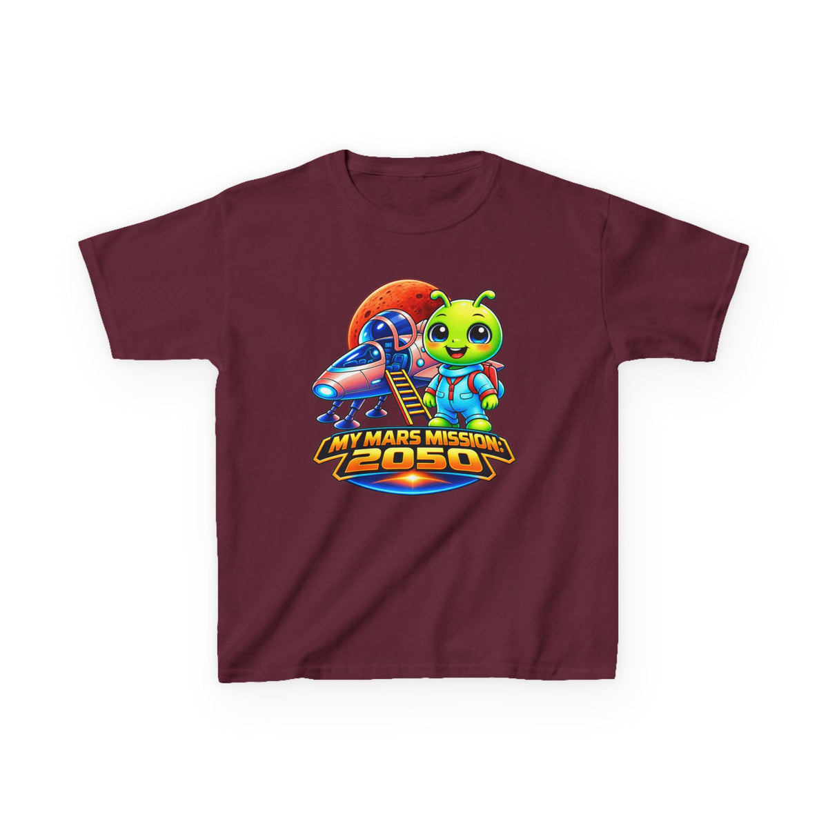 Kidxtr™ Kids Space T-Shirt — 'My Mars Mission: 2050' Alien Astronaut Graphic Tee