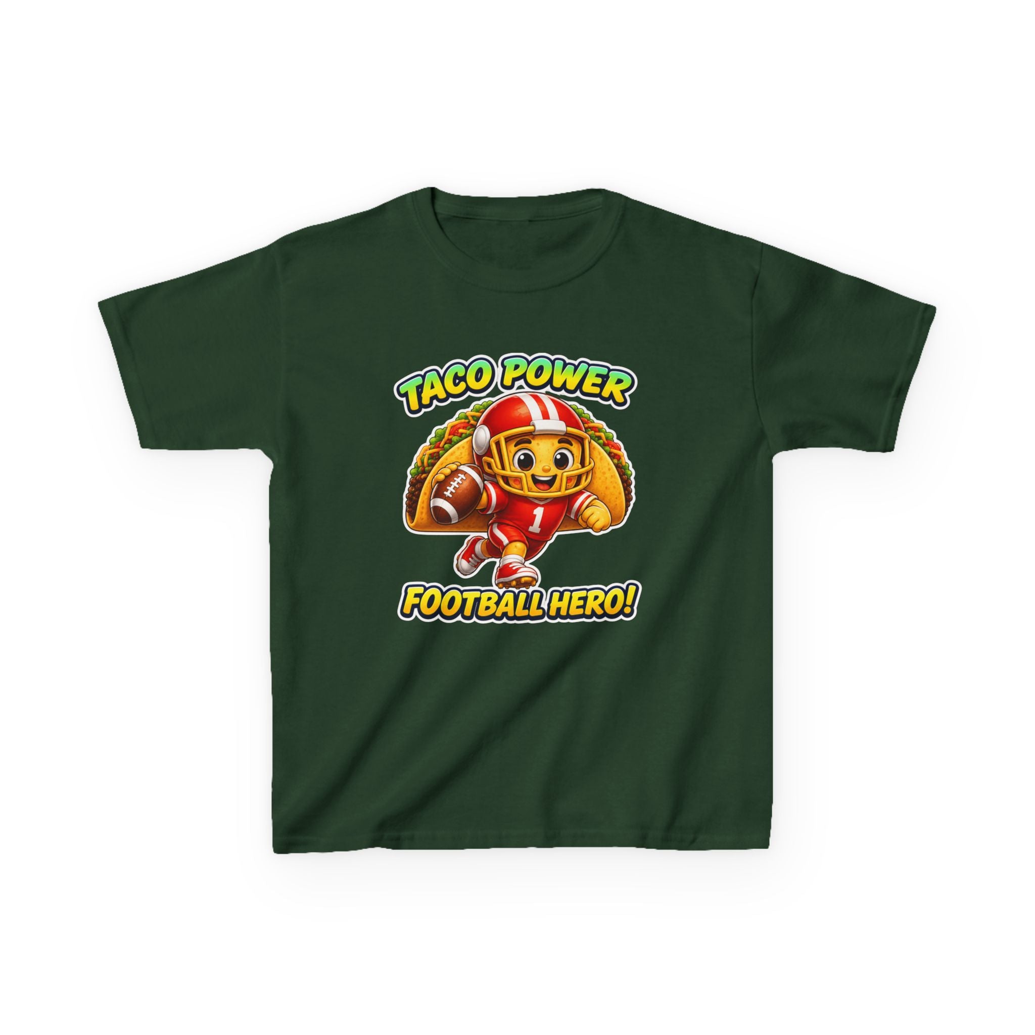 Kids Football T-Shirt — 'Taco Power' Football Hero Graphic Tee