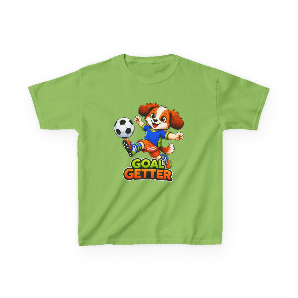 Kids Soccer T-Shirt — 'Goal Getter' Cute Puppy Soccer Graphic Tee