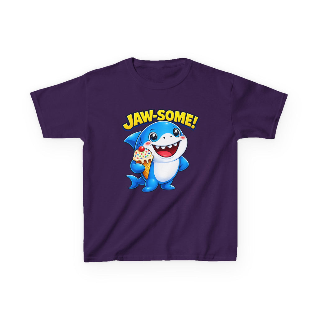 Kids Shark T-Shirt — 'Jaw-some!' Smiling Shark with Ice Cream Graphic Tee