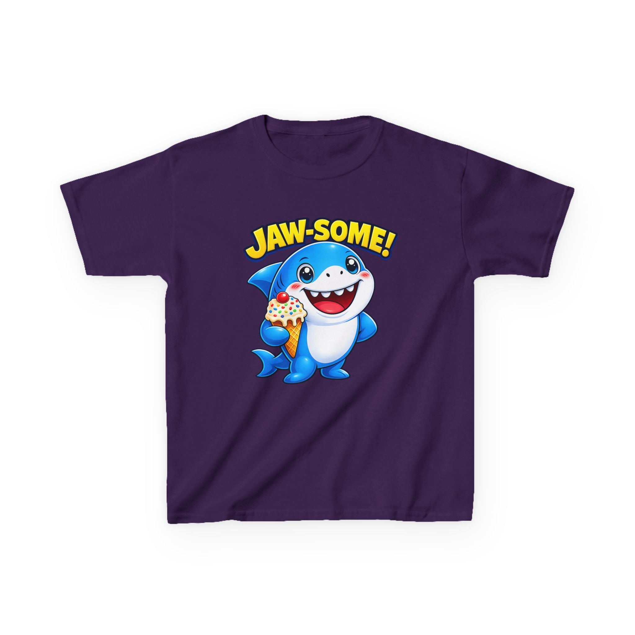 Kids Shark T-Shirt — 'Jaw-some!' Smiling Shark with Ice Cream Graphic Tee