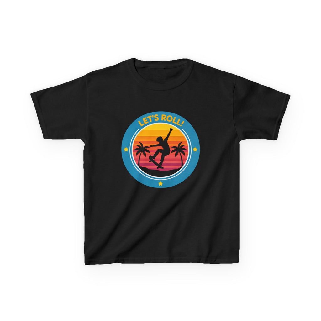 Kids Skateboard T-Shirt — 'Let’s Roll!' Retro Skater Graphic Tee