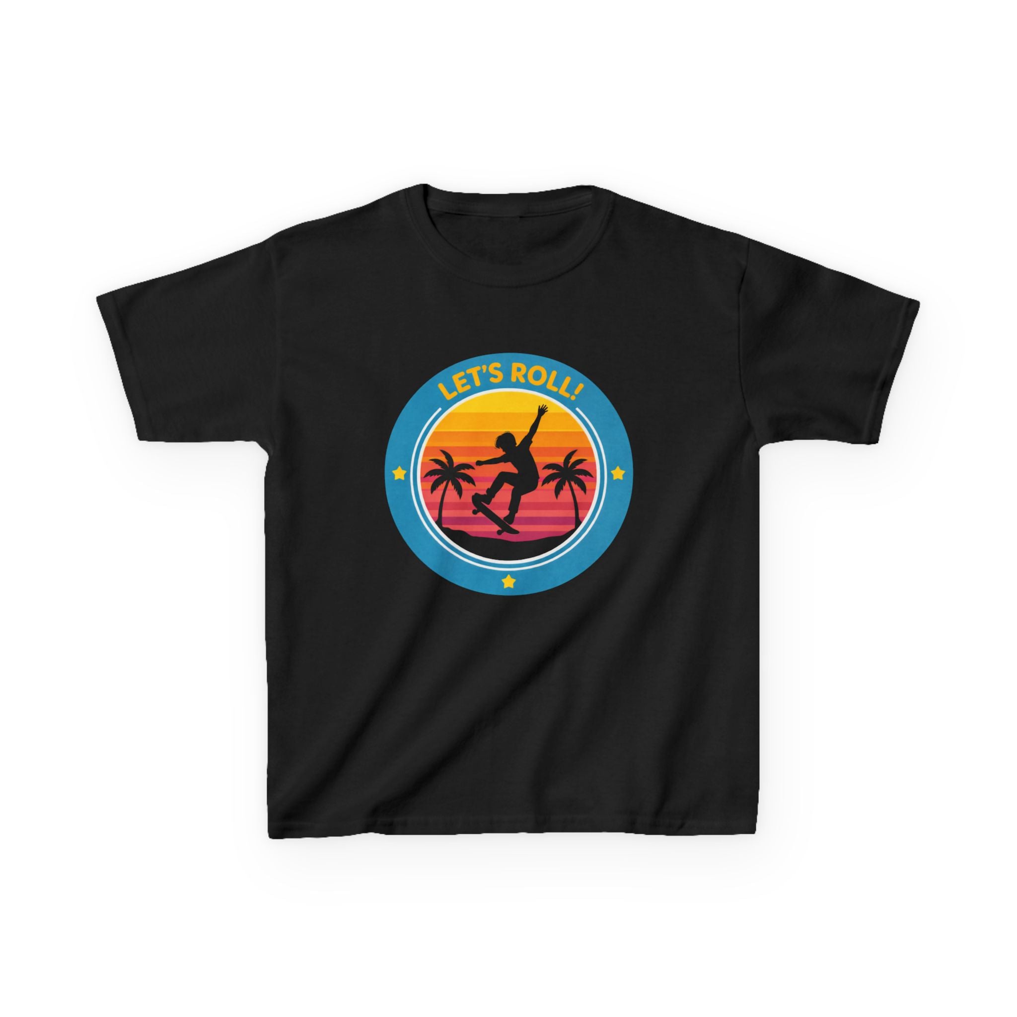 Kids Skateboard T-Shirt — 'Let’s Roll!' Retro Skater Graphic Tee