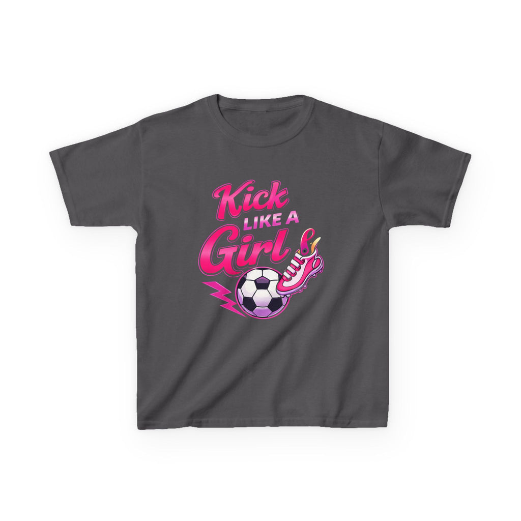 Kids Soccer T-Shirt — 'Kick Like a Girl' Soccer Graphic Tee