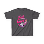 Kids Soccer T-Shirt — 'Kick Like a Girl' Soccer Graphic Tee