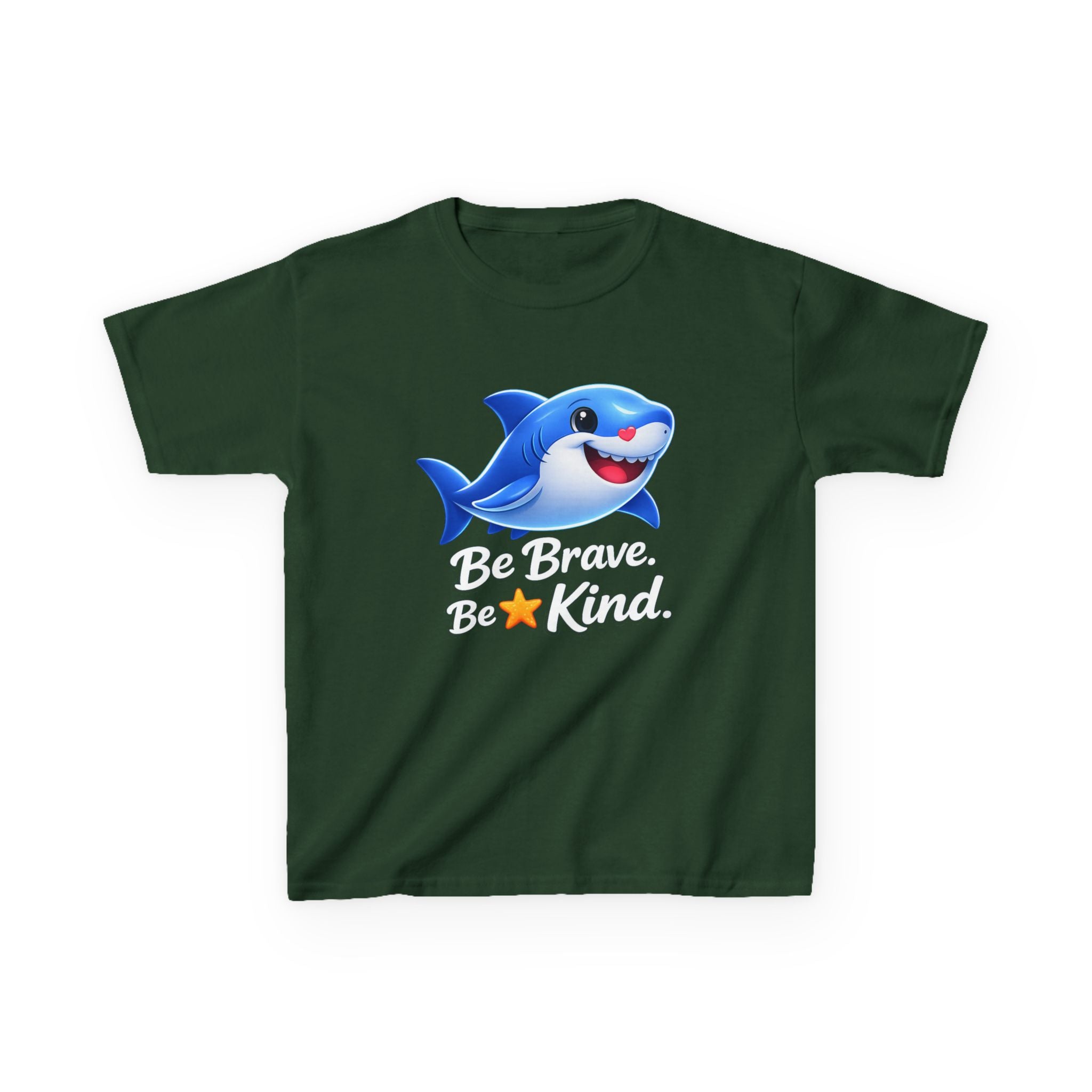 Kids Shark T-Shirt — 'Be Brave. Be Kind.' Cute Shark Graphic Tee