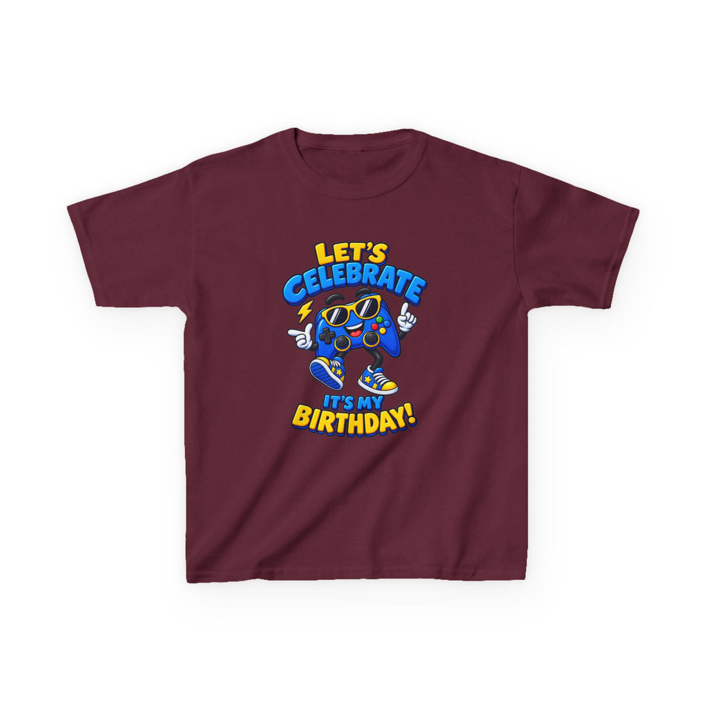Kids Birthday T-Shirt — 'Let's Celebrate It's My Birthday!' Cartoon Party Graphic Tee