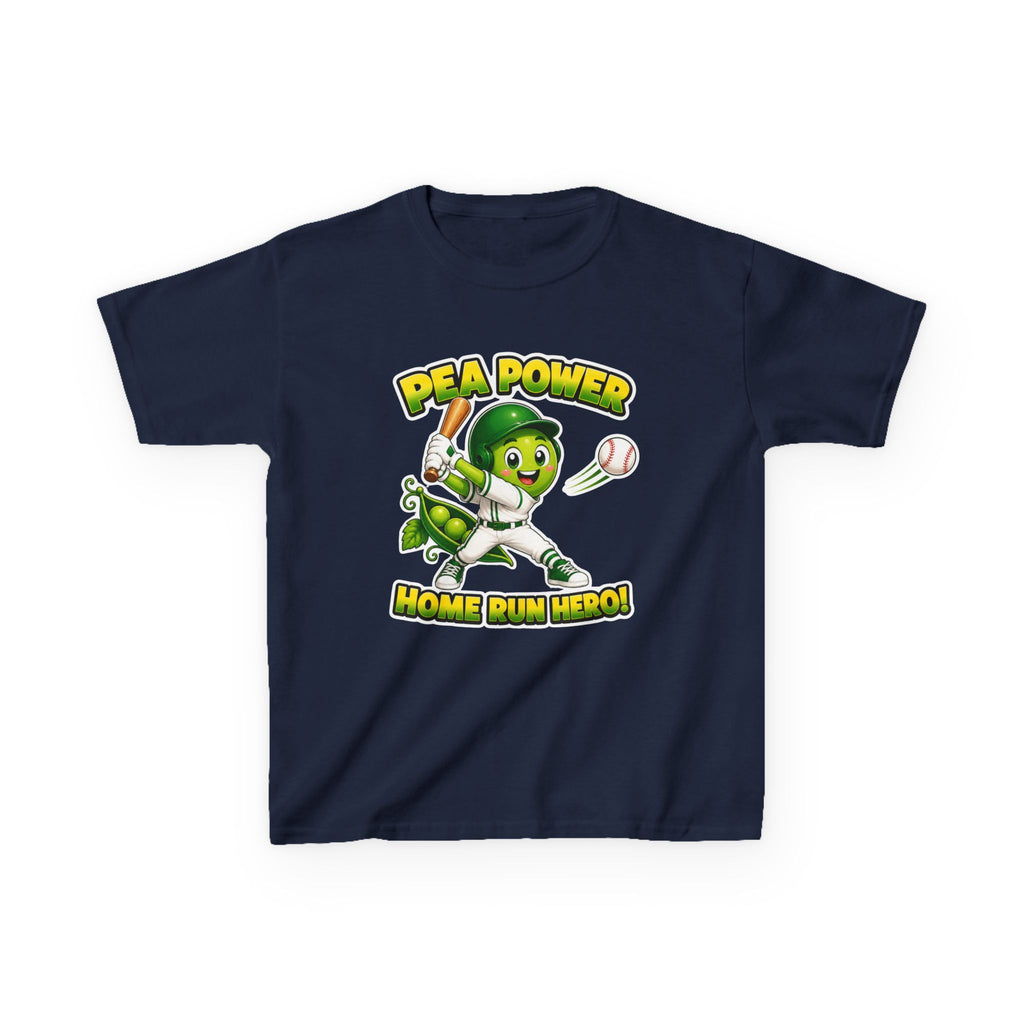 Kids Baseball T-Shirt — 'Pea Power Home Run Hero' Graphic Tee