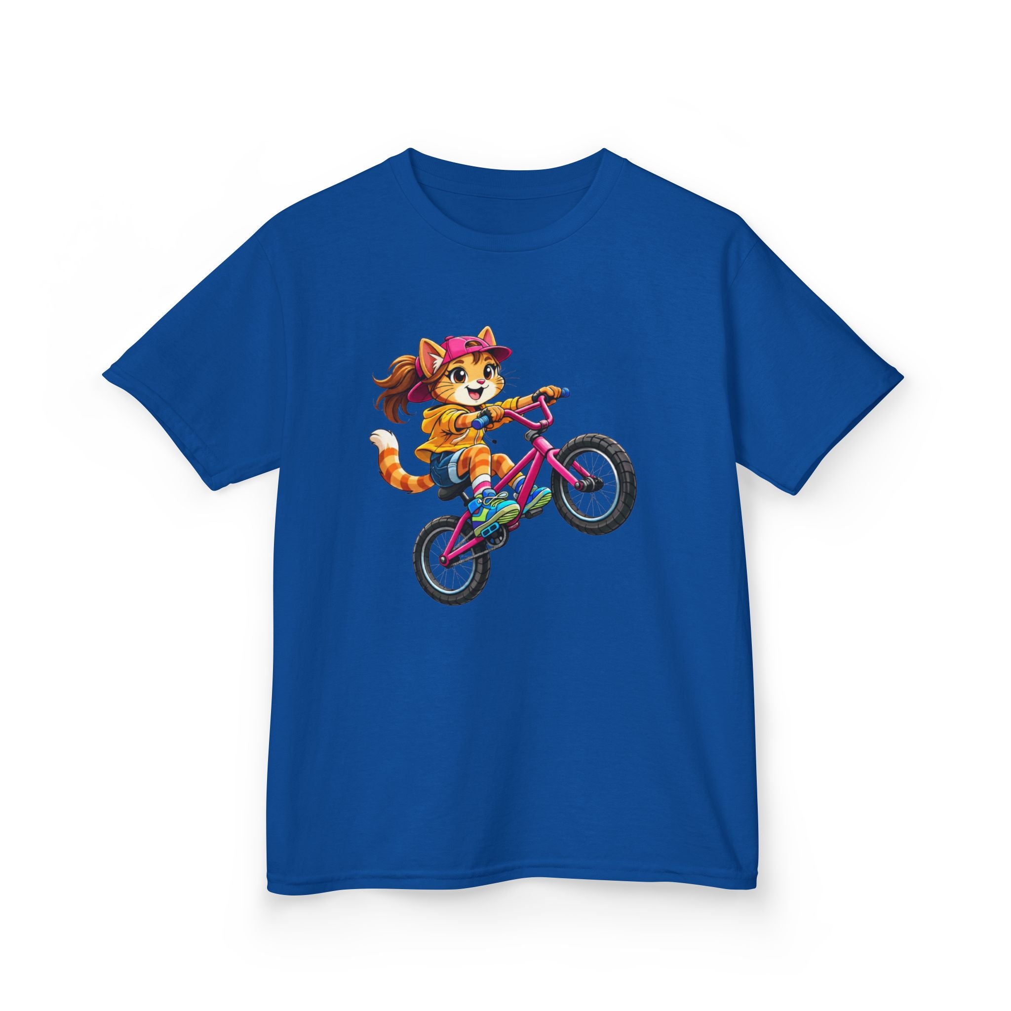 Kids Fox T-Shirt — 'Ride Bold' Cartoon Fox Girl on Bike Graphic Tee